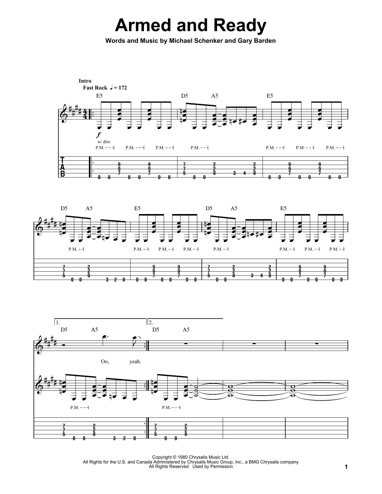 Download Michael Schenker Group Armed And Ready Sheet Music