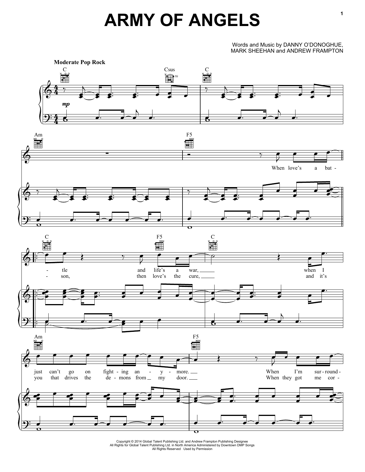 Download The Script Army Of Angels Sheet Music