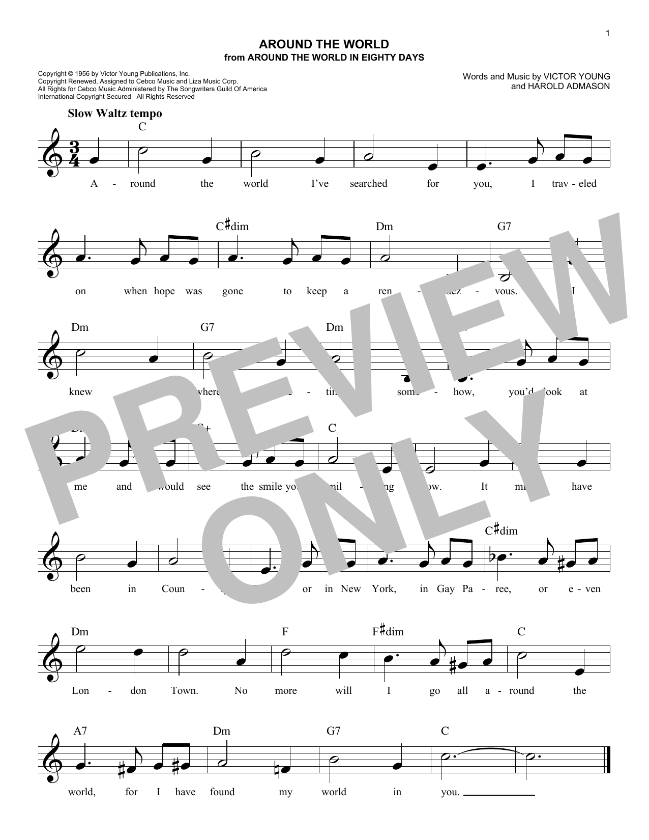 Download Victor Young and Harold Adamson Around The World (from Around The World Sheet Music
