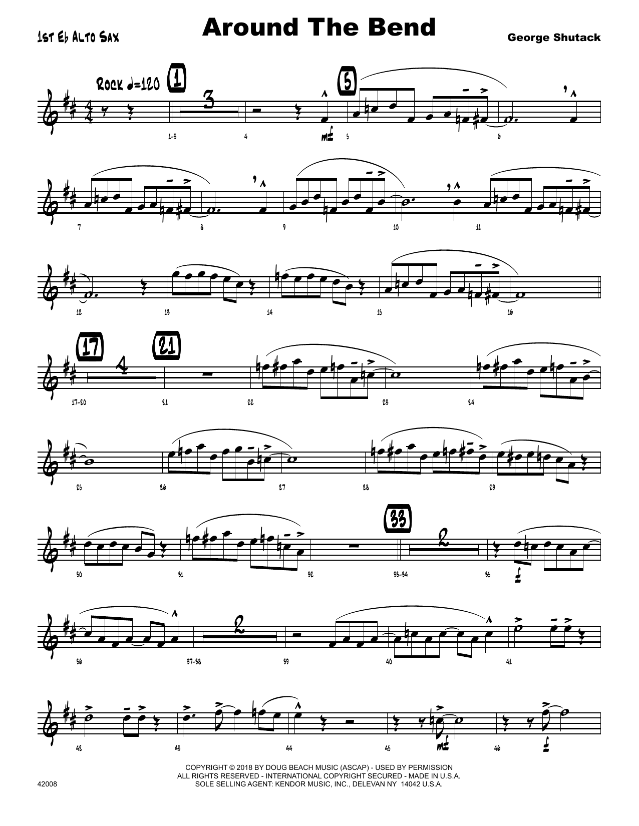 Download George Shutack Around The Bend - 1st Eb Alto Saxophone Sheet Music