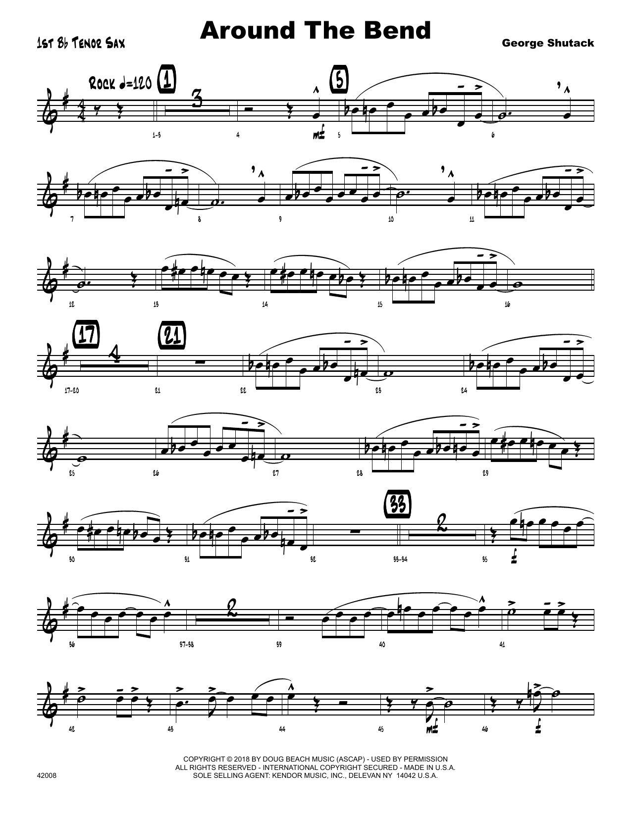 Download George Shutack Around The Bend - 1st Tenor Saxophone Sheet Music