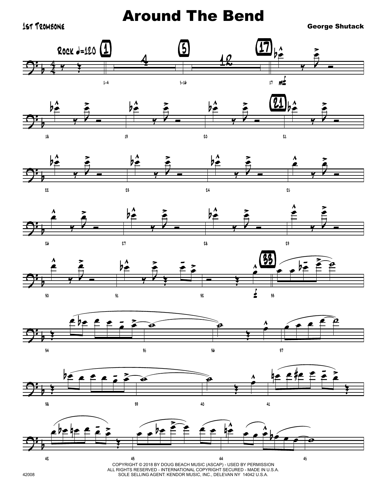 Download George Shutack Around The Bend - 1st Trombone Sheet Music