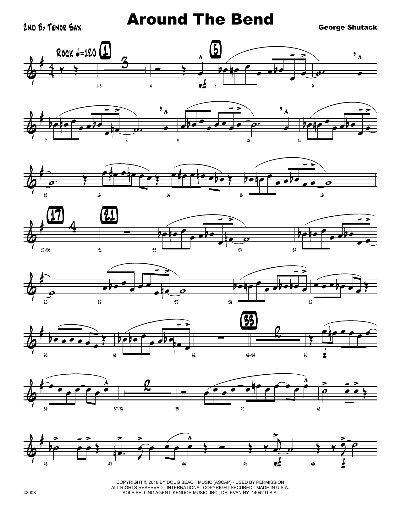 Download George Shutack Around The Bend - 2nd Bb Tenor Saxophon Sheet Music