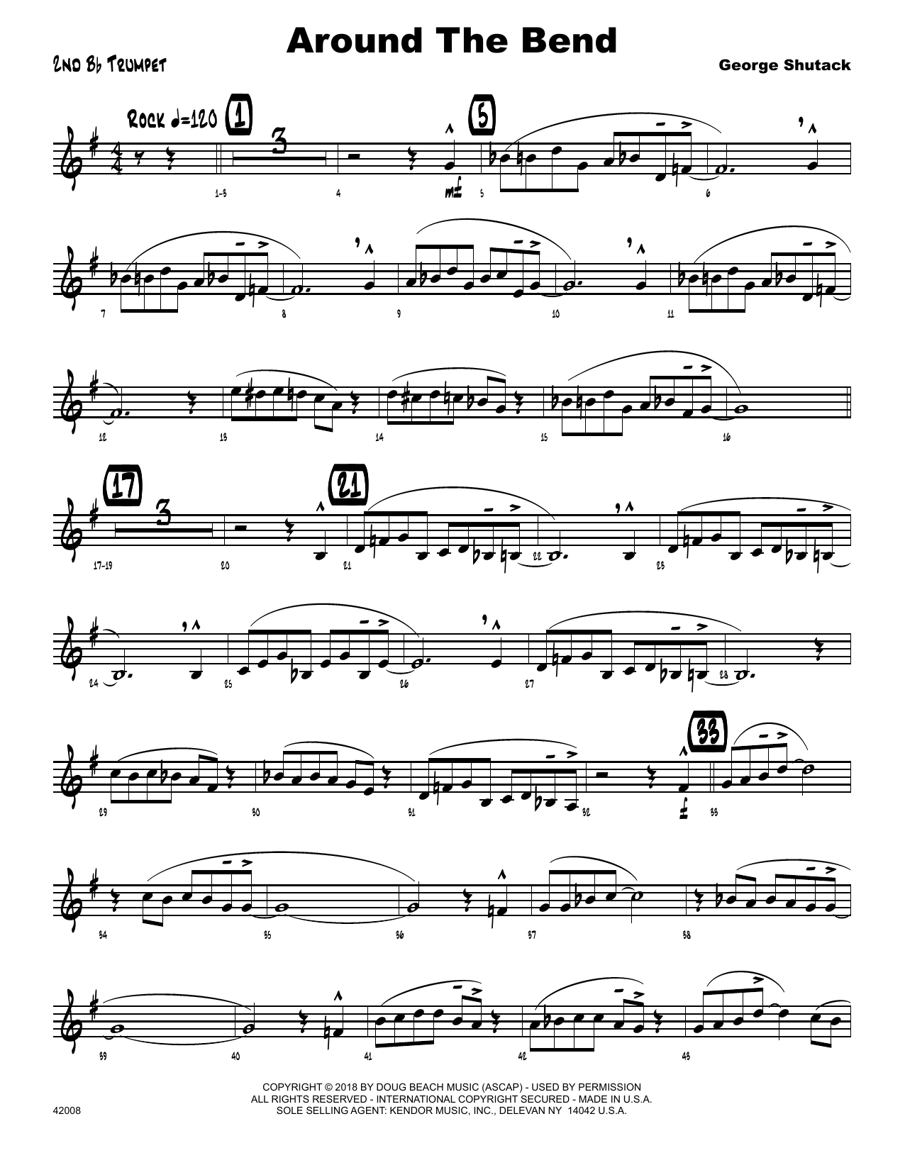 Download George Shutack Around The Bend - 2nd Bb Trumpet Sheet Music