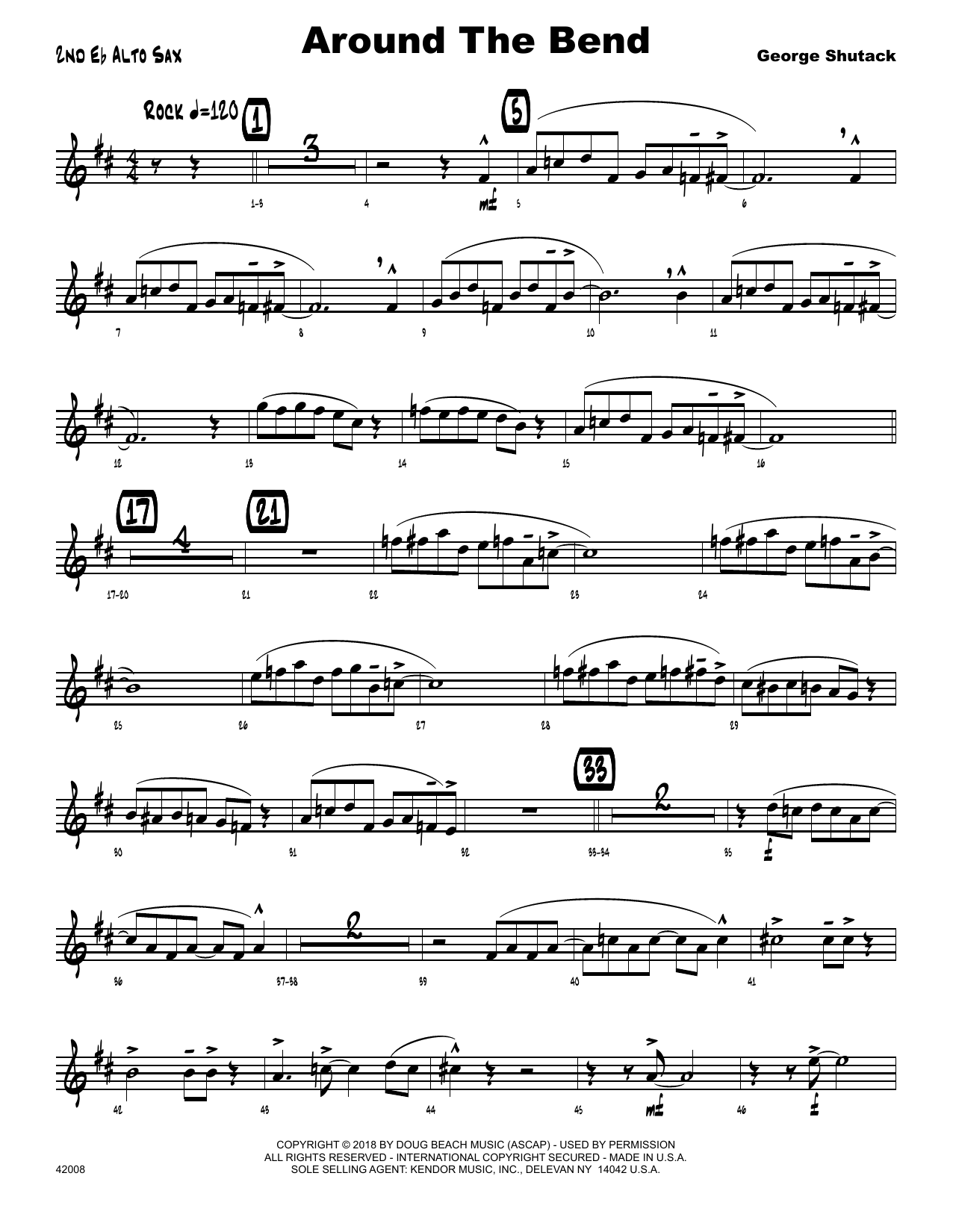 Download George Shutack Around The Bend - 2nd Eb Alto Saxophone Sheet Music