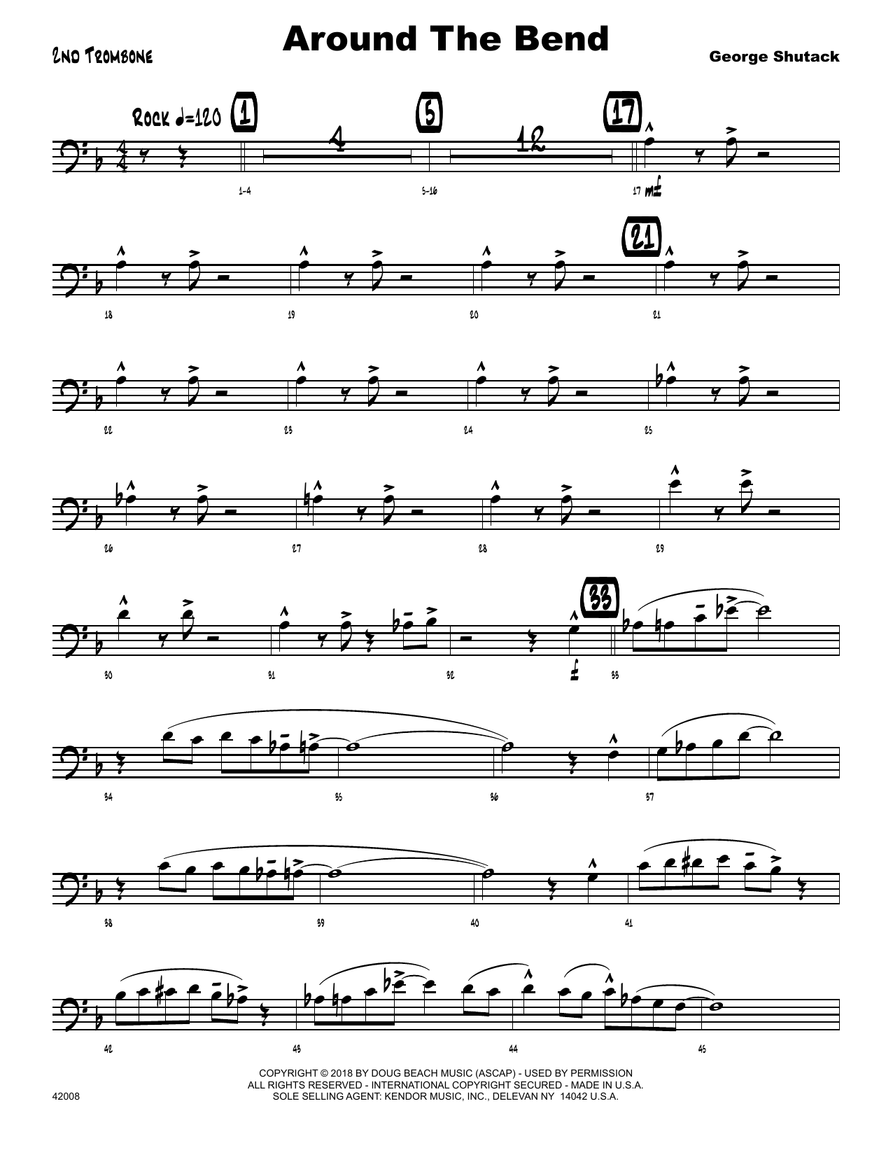 Download George Shutack Around The Bend - 2nd Trombone Sheet Music
