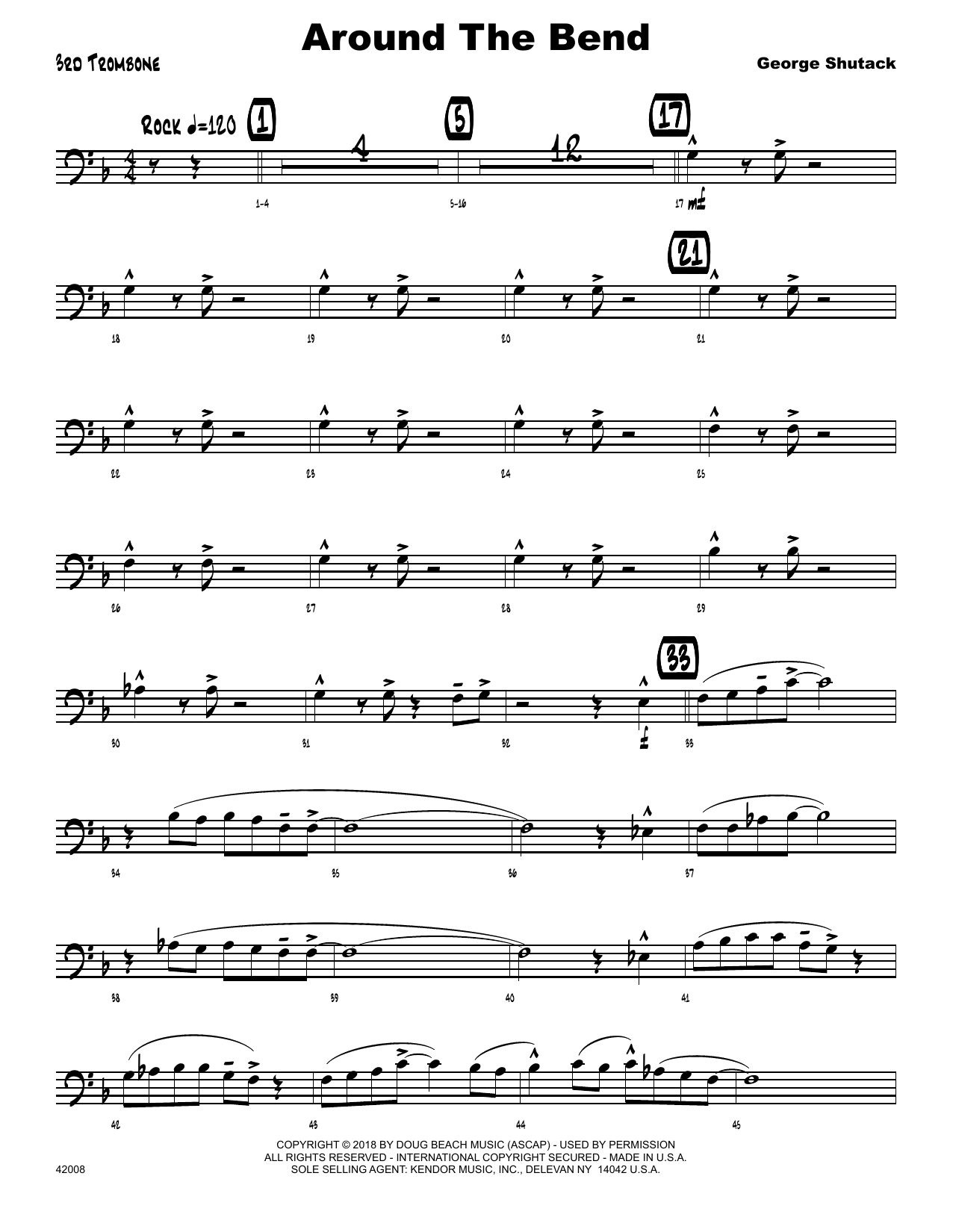 Download George Shutack Around The Bend - 3rd Trombone Sheet Music