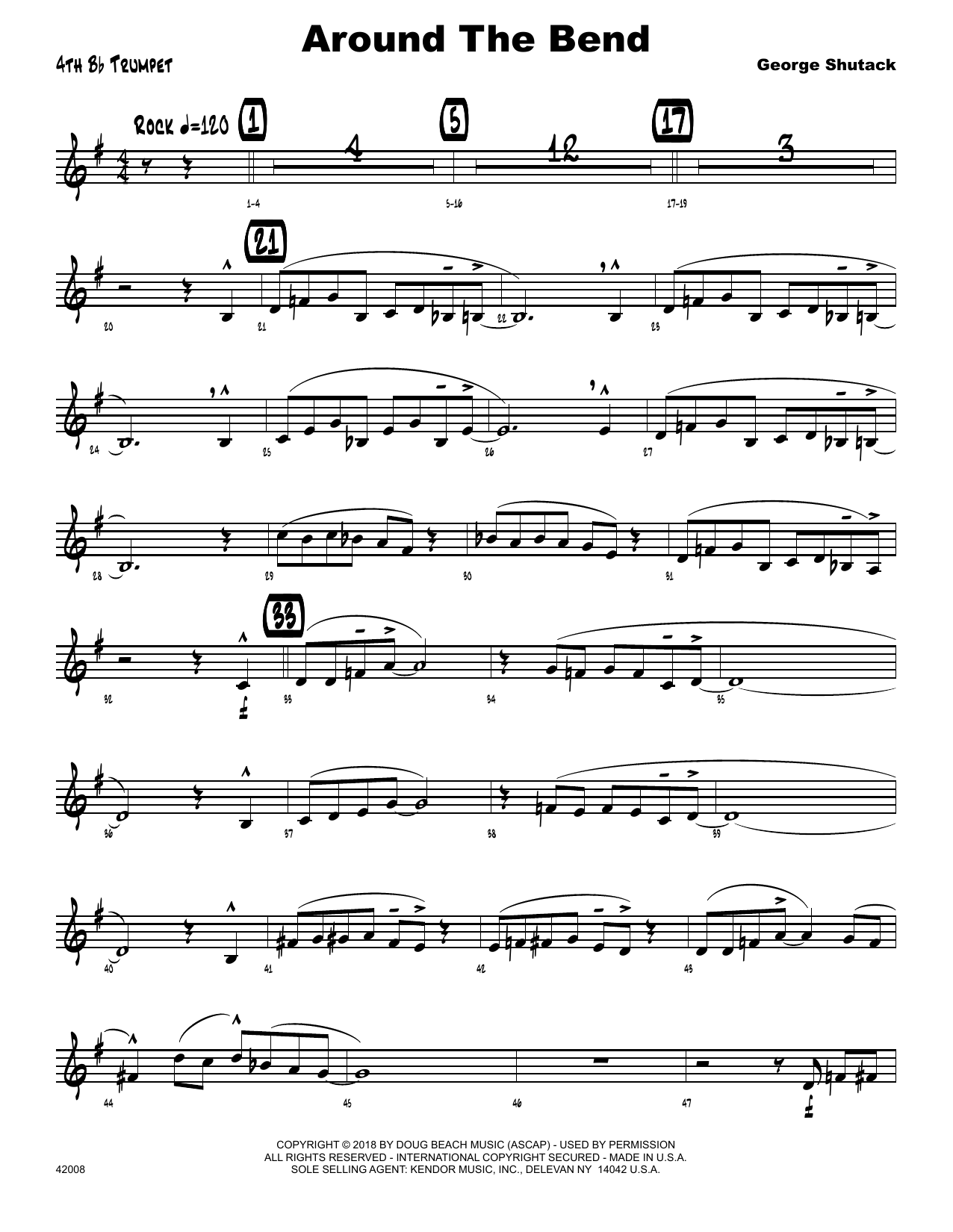 Download George Shutack Around The Bend - 4th Bb Trumpet Sheet Music