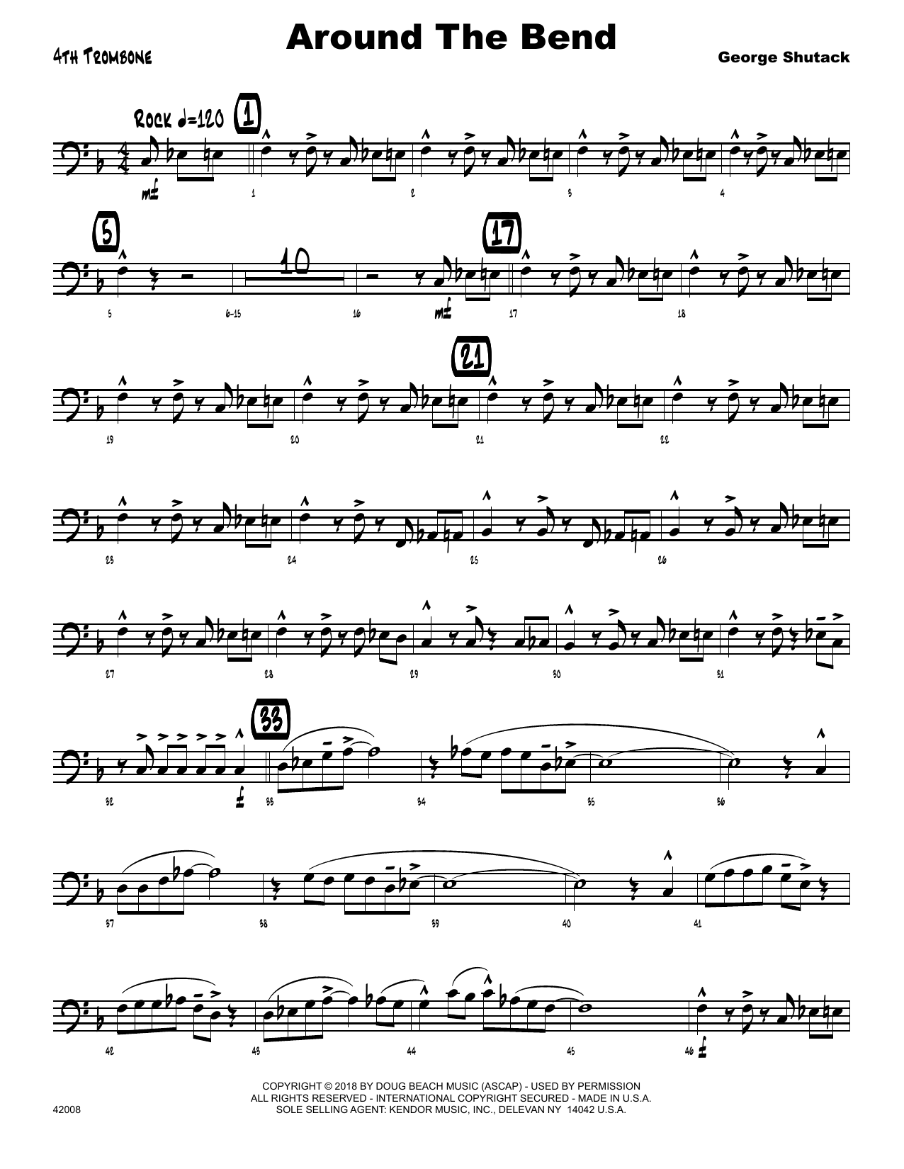 Download George Shutack Around The Bend - 4th Trombone Sheet Music