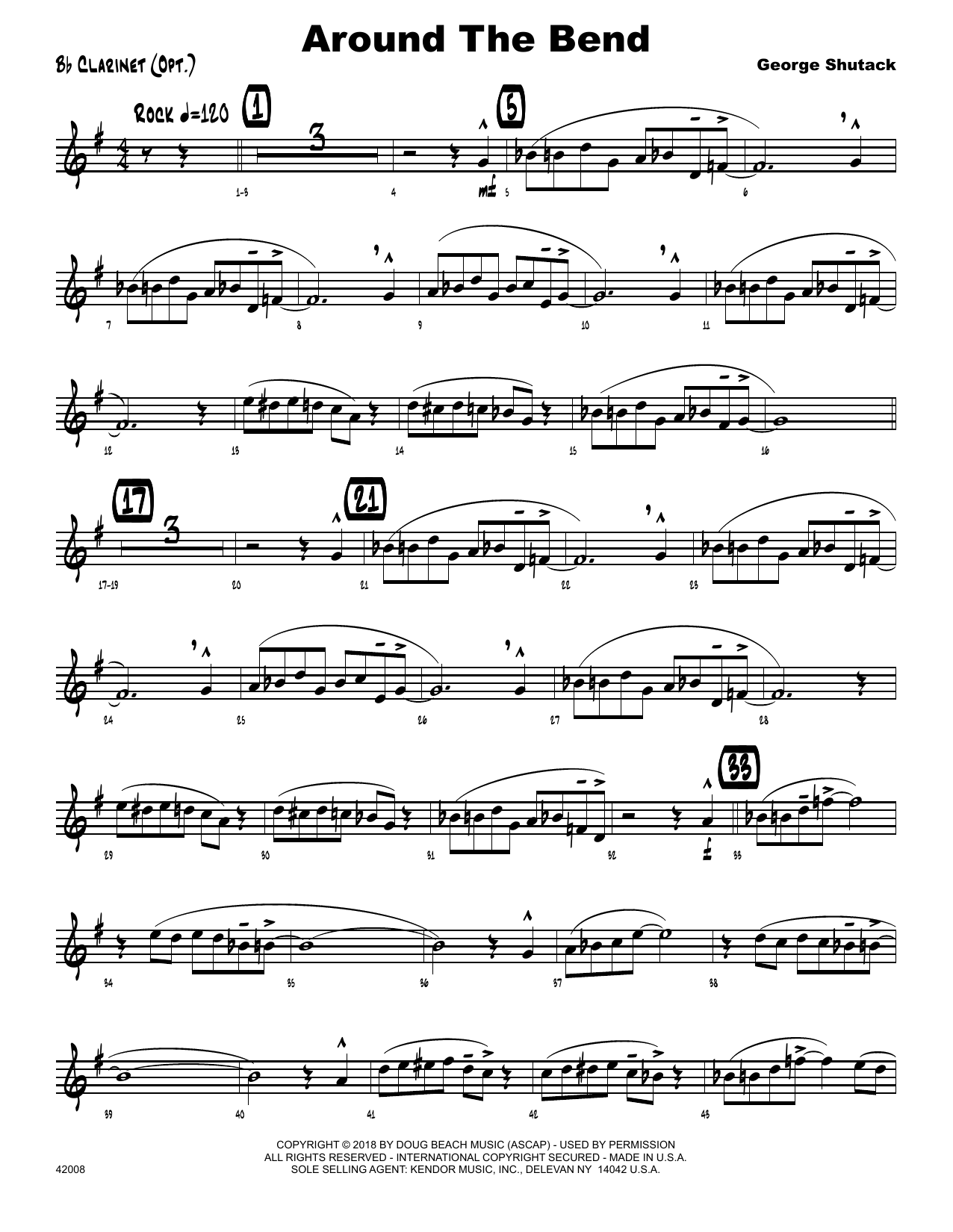 Download George Shutack Around The Bend - Bb Clarinet Sheet Music