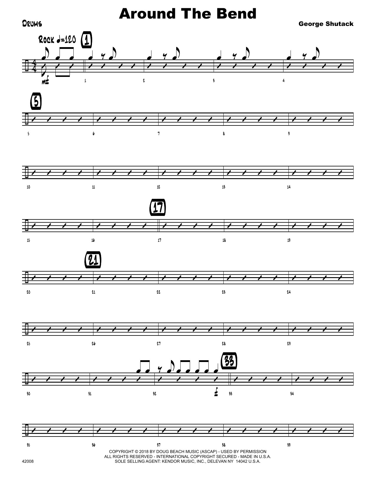 Download George Shutack Around The Bend - Drum Set Sheet Music