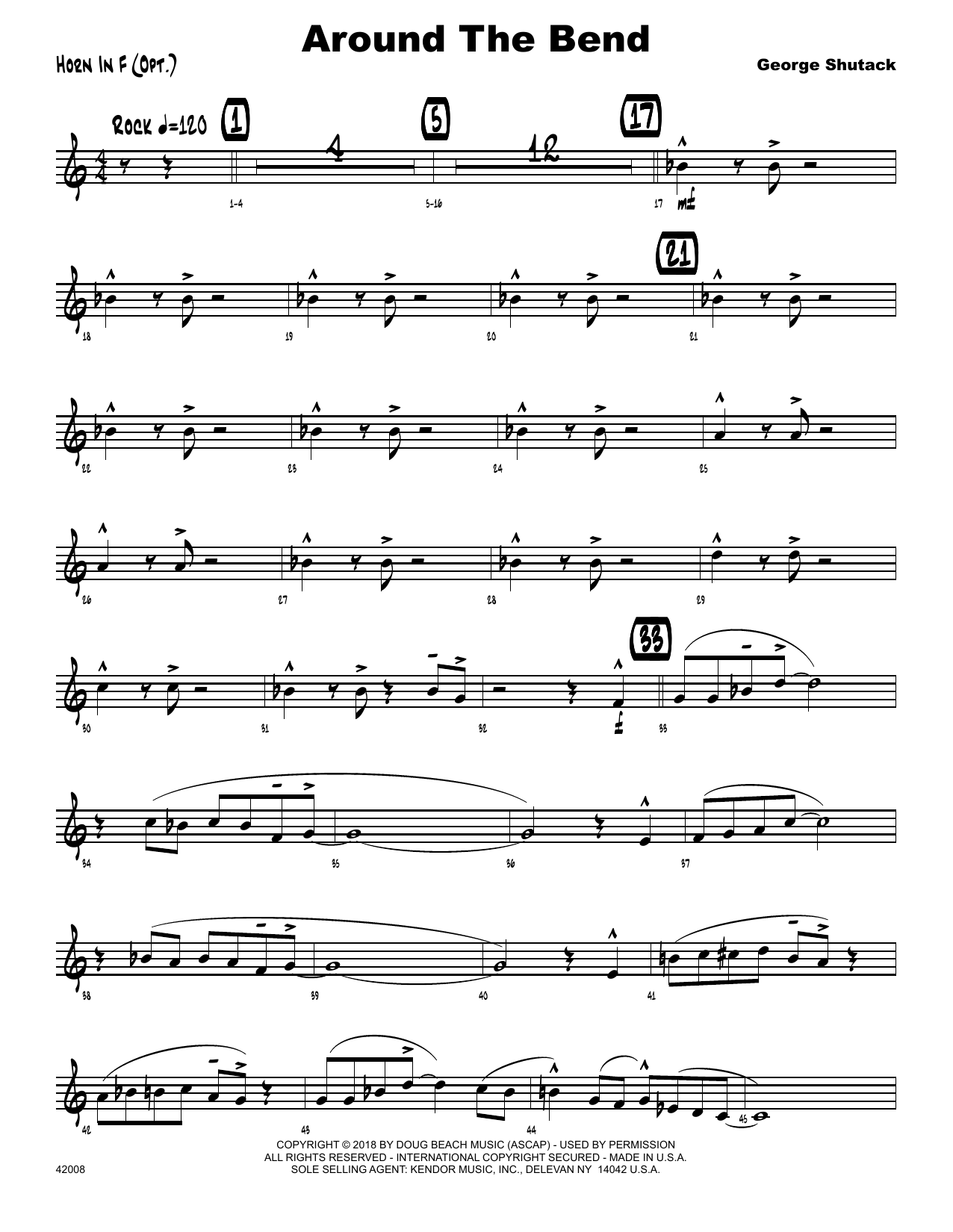 Download George Shutack Around The Bend - Horn in F Sheet Music