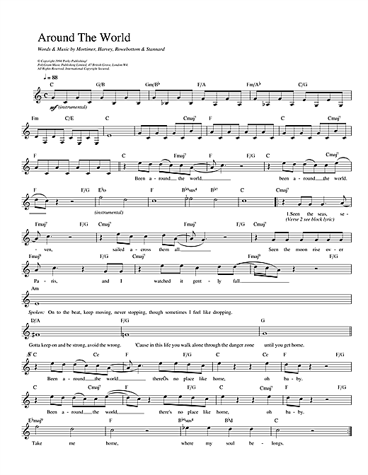 East 17 Around The World sheet music notes printable PDF score
