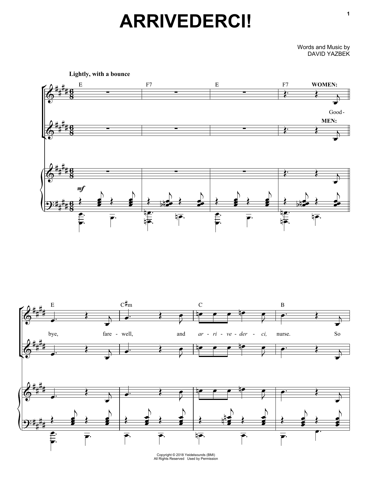 Download David Yazbek Arrivederci! (from the musical Tootsie) Sheet Music