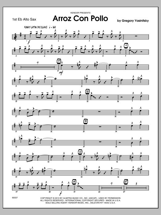 Download Gregory Yasinitsky Arroz Con Pollo - 1st Eb Alto Saxophone Sheet Music