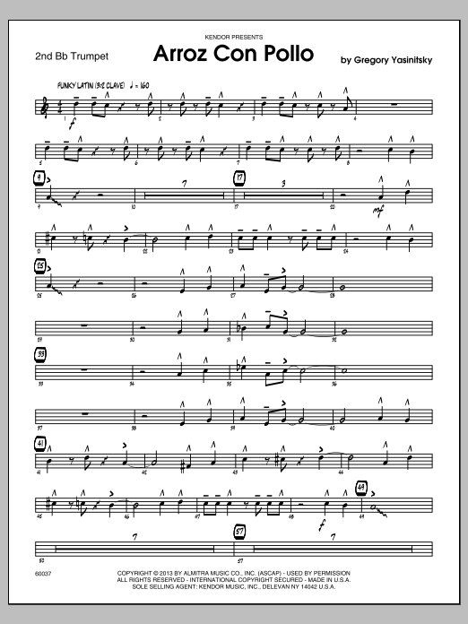 Download Gregory Yasinitsky Arroz Con Pollo - 2nd Bb Trumpet Sheet Music