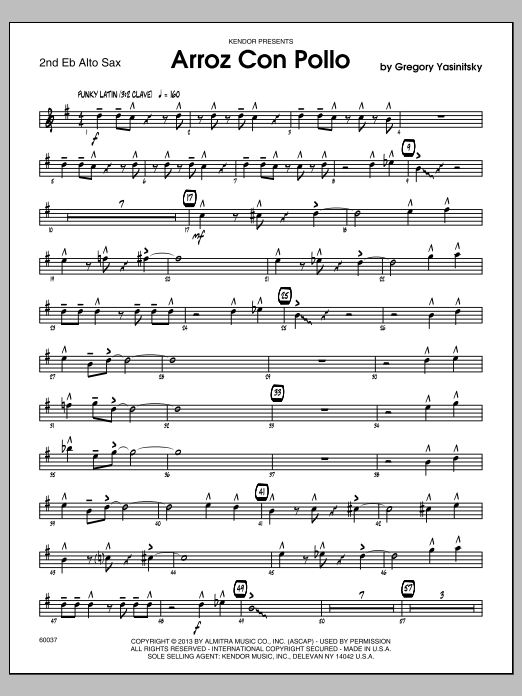 Download Gregory Yasinitsky Arroz Con Pollo - 2nd Eb Alto Saxophone Sheet Music