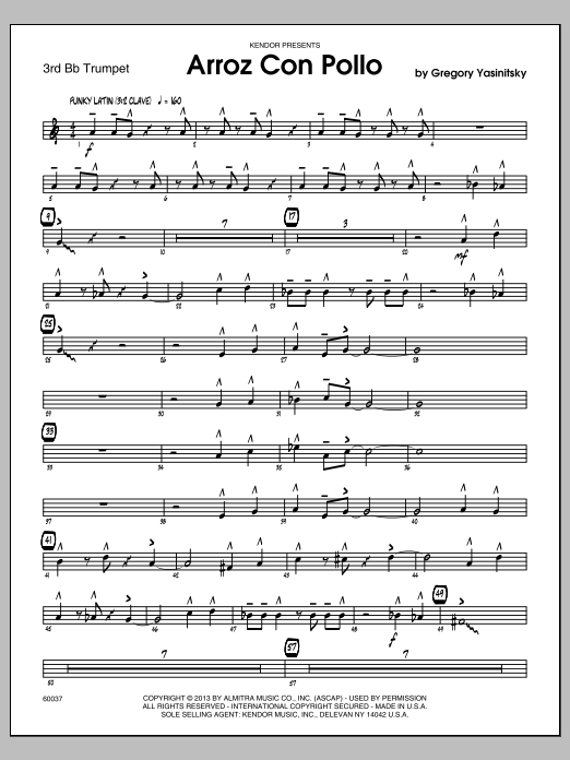 Download Gregory Yasinitsky Arroz Con Pollo - 3rd Bb Trumpet Sheet Music