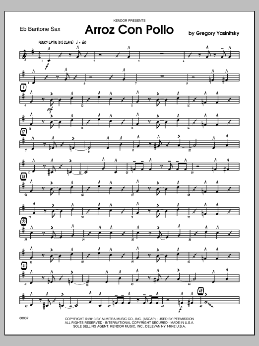 Download Gregory Yasinitsky Arroz Con Pollo - Baritone Sax Sheet Music