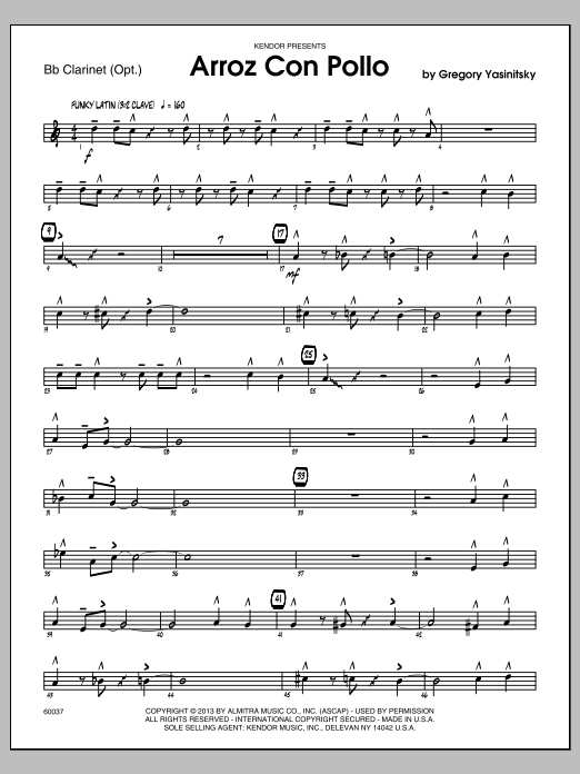 Download Gregory Yasinitsky Arroz Con Pollo - Bb Clarinet Sheet Music