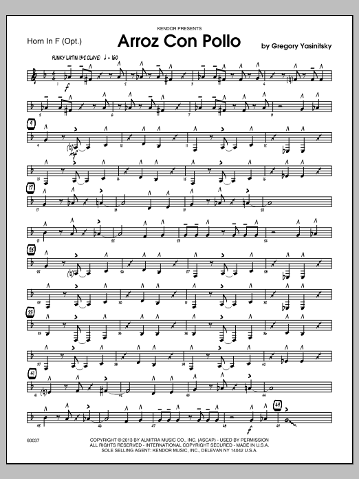 Download Gregory Yasinitsky Arroz Con Pollo - Horn in F Sheet Music