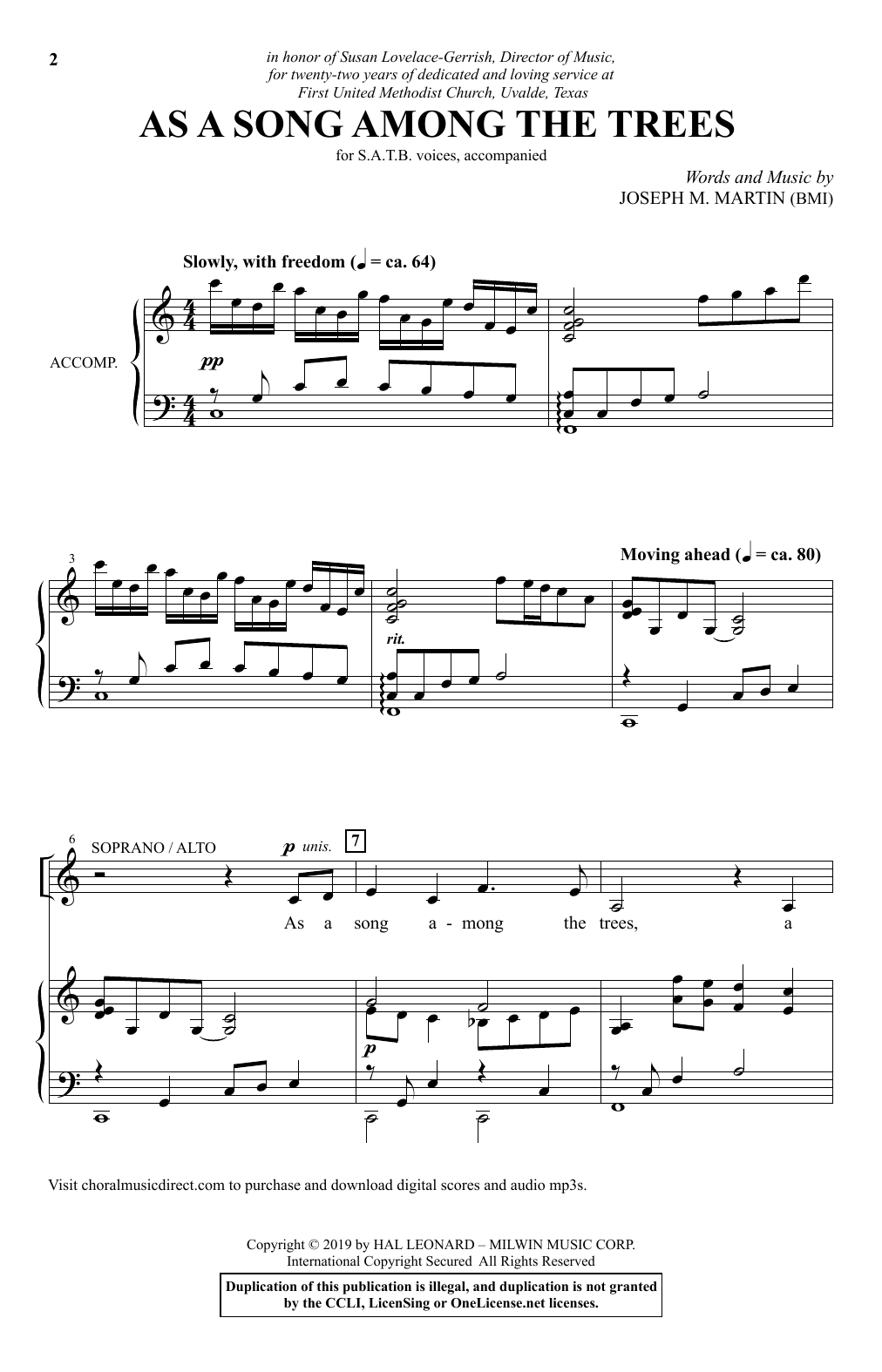 Download Joseph M. Martin As A Song Among The Trees Sheet Music