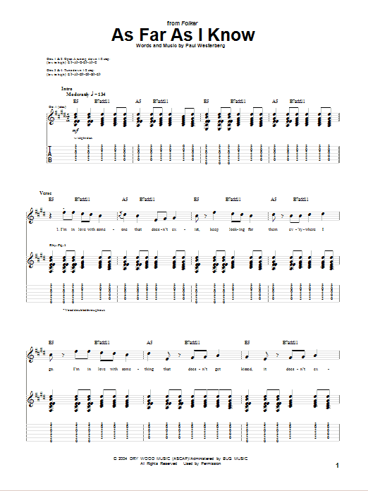 Download Paul Westerberg As Far As I Know Sheet Music