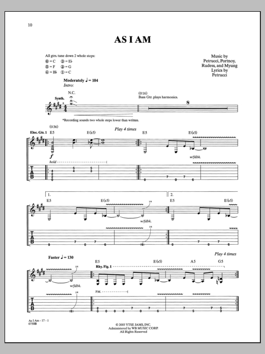 Download Dream Theater As I Am Sheet Music