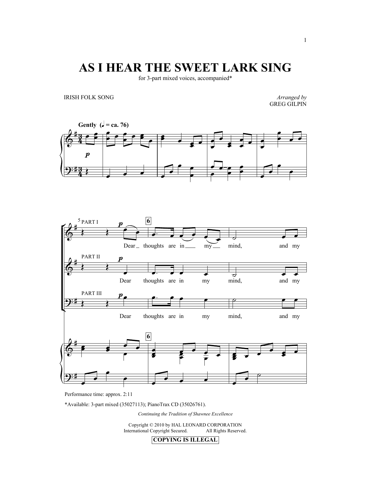 Download Greg Gilpin As I Hear The Sweet Lark Sing Sheet Music