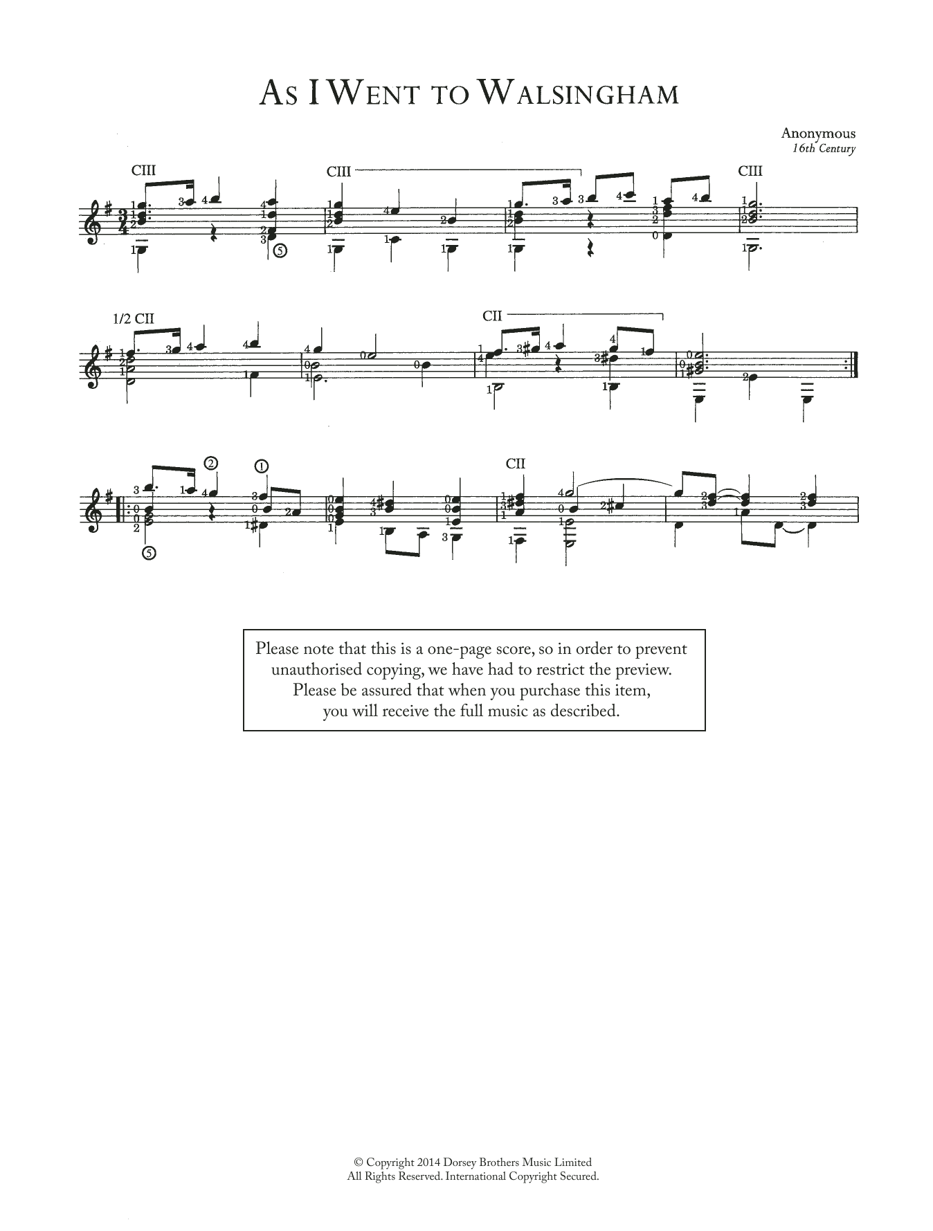 Download Anonymous As I Went To Walsingham Sheet Music