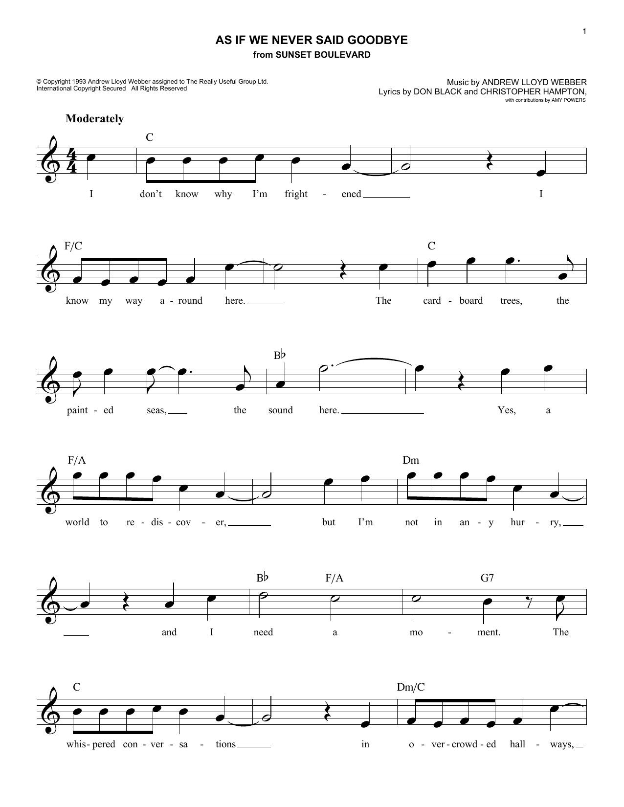 Download Andrew Lloyd Webber As If We Never Said Goodbye Sheet Music