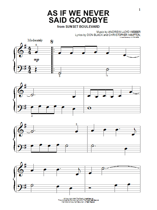 Download Andrew Lloyd Webber As If We Never Said Goodbye (from Sunse Sheet Music