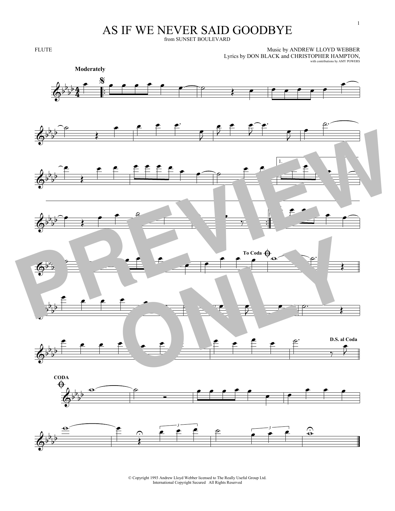 Download Andrew Lloyd Webber As If We Never Said Goodbye Sheet Music