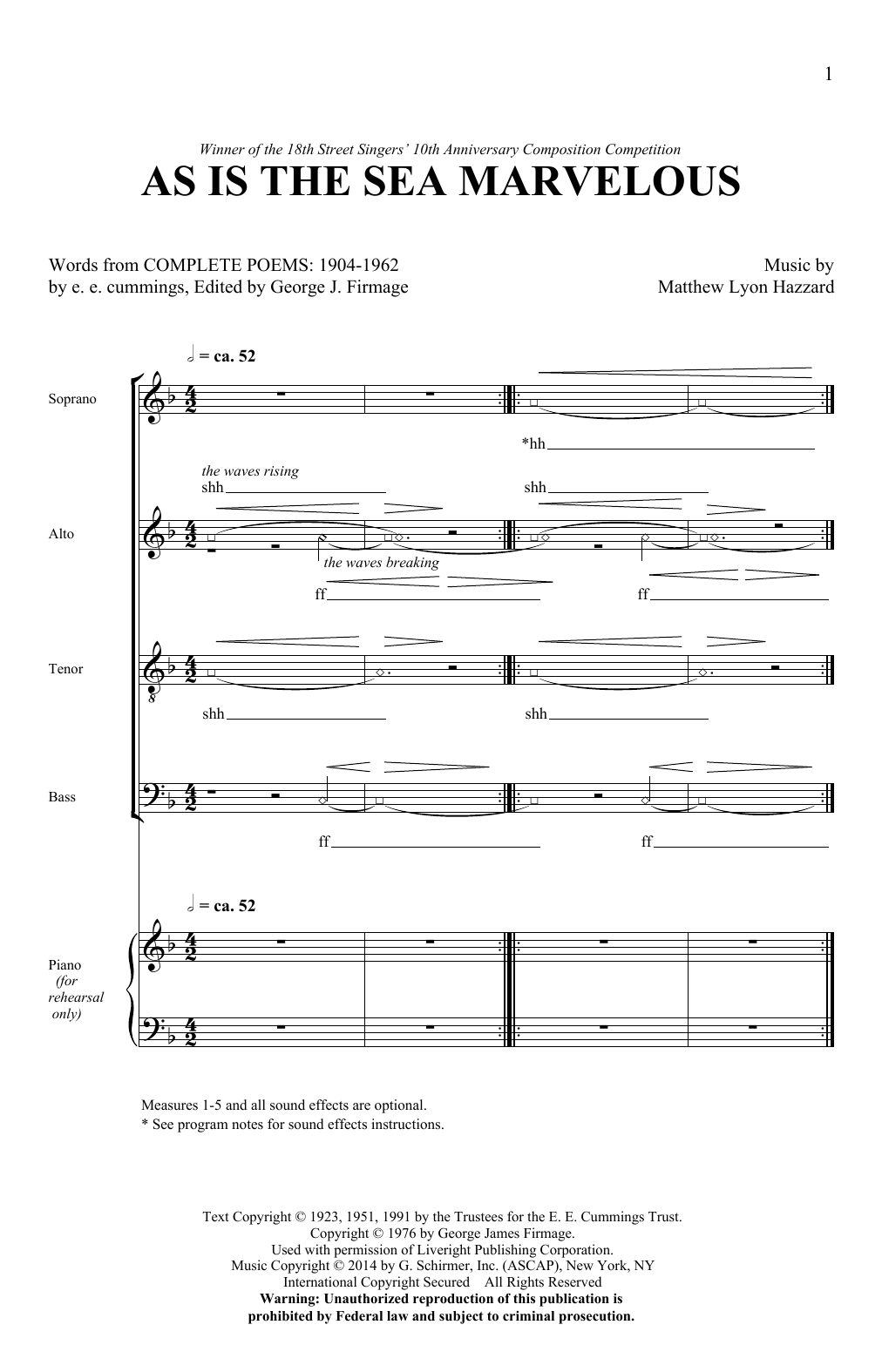 Download Matthew Lyon Hazzard As Is The Sea Marvelous Sheet Music