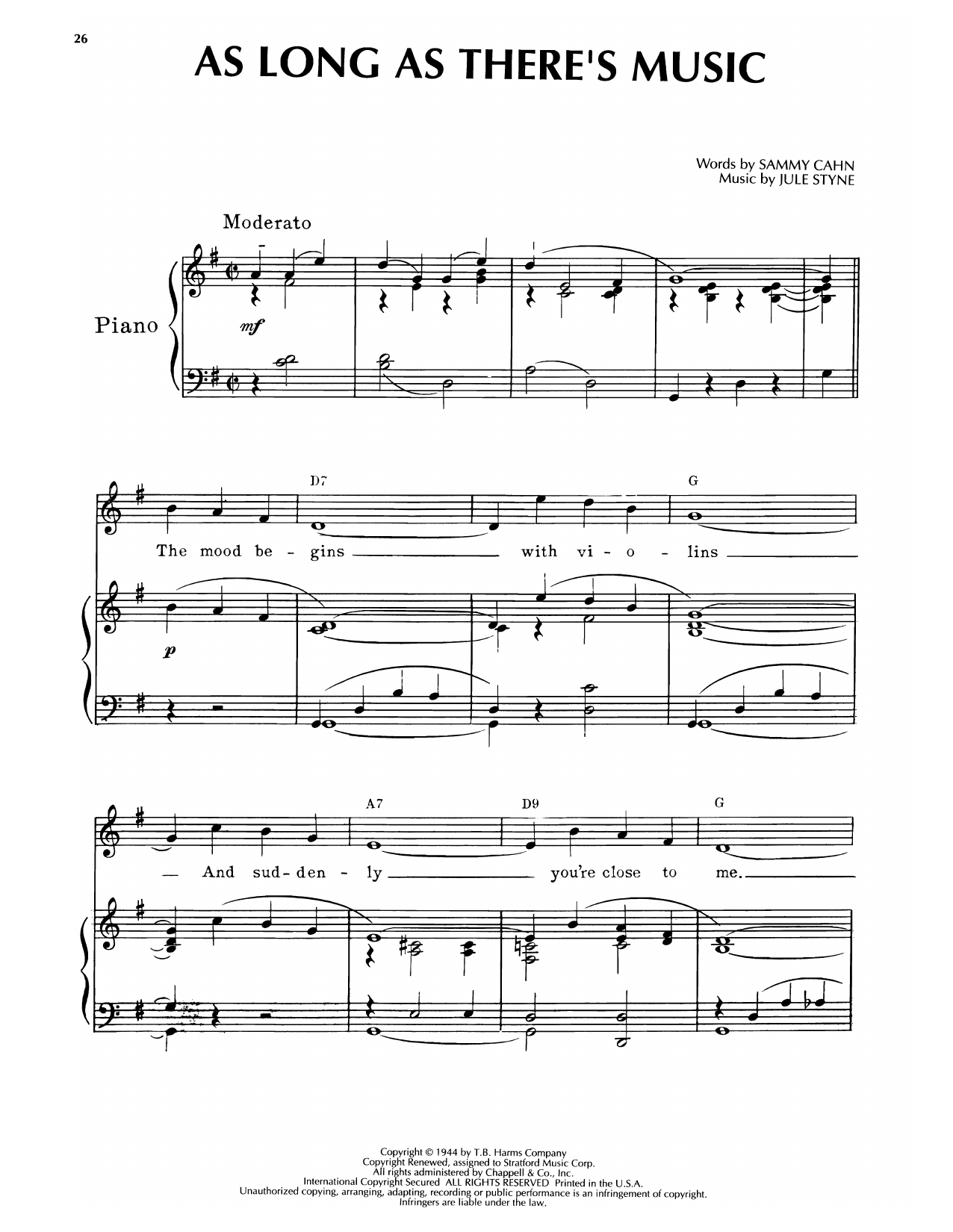 Download Jule Styne As Long As There's Music (from Step Liv Sheet Music