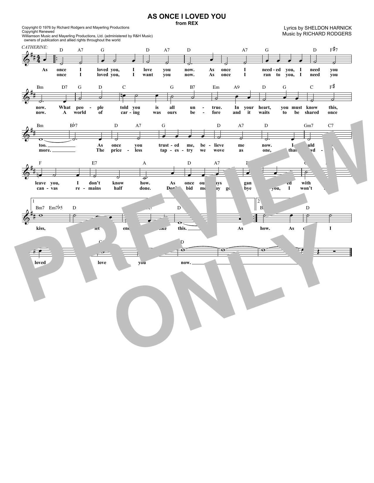 Download Richard Rodgers As Once I Loved You Sheet Music