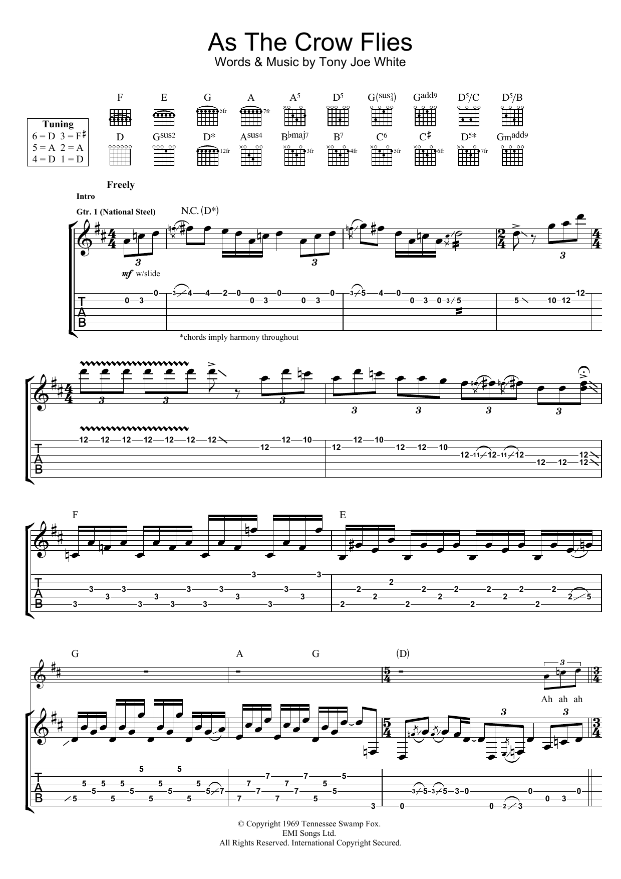 Download Rory Gallagher As The Crow Flies Sheet Music
