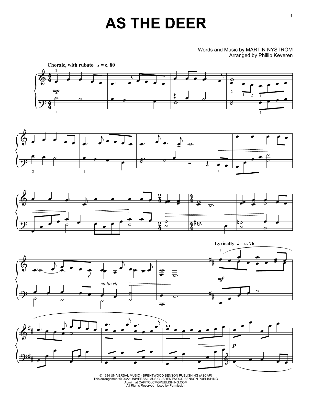 Download Martin Nystrom As The Deer [Classical version] (arr. P Sheet Music