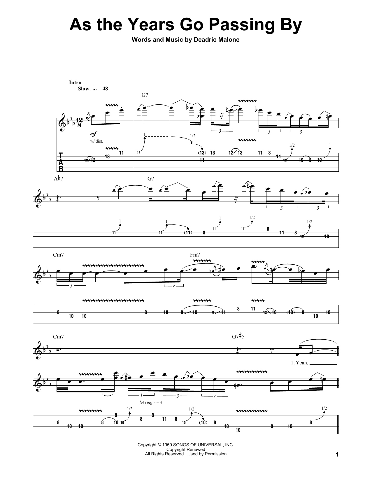 Download Jeff Healey Band As The Years Go Passing By Sheet Music