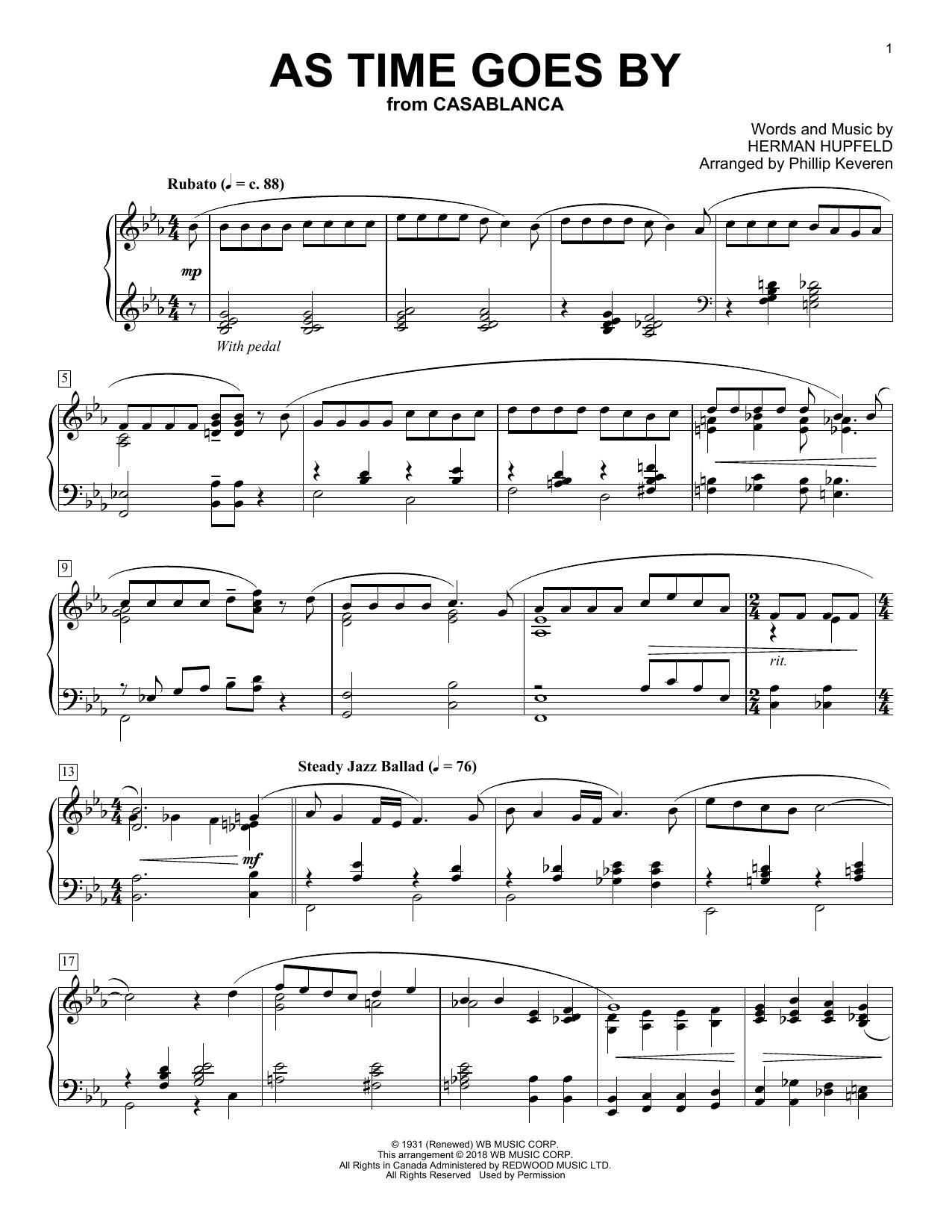 Download Phillip Keveren As Time Goes By Sheet Music