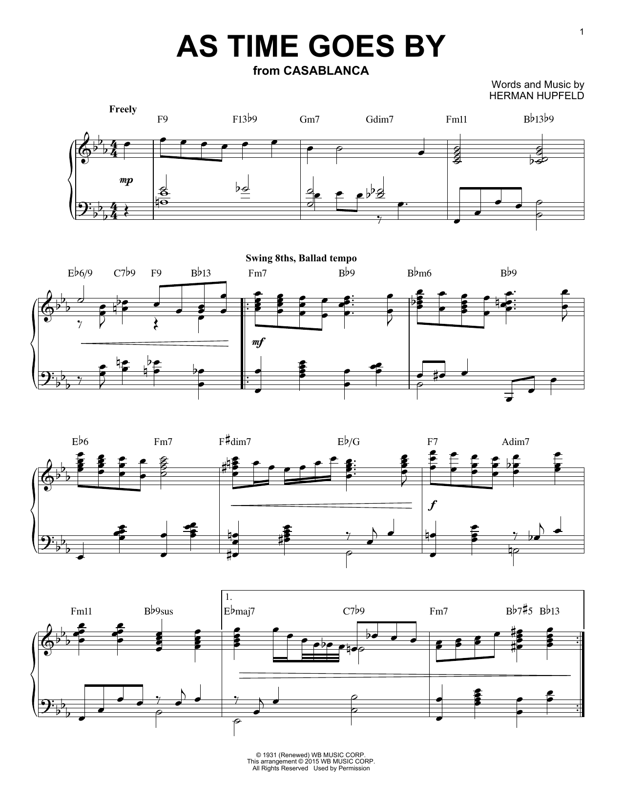Download Nilsson As Time Goes By [Jazz version] (arr. Br Sheet Music
