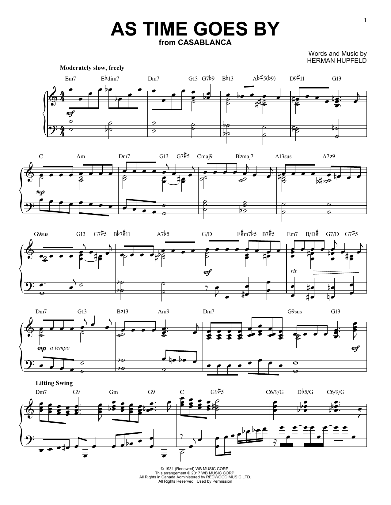 Download Nilsson As Time Goes By [Jazz version] Sheet Music