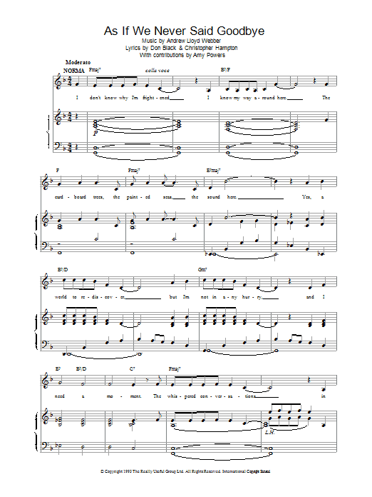 Andrew Lloyd Webber As If We Never Said Goodbye (from Sunset Boulevard) sheet music notes printable PDF score