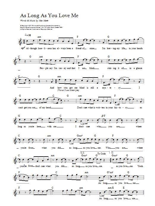 Backstreet Boys As Long As You Love Me sheet music notes printable PDF score