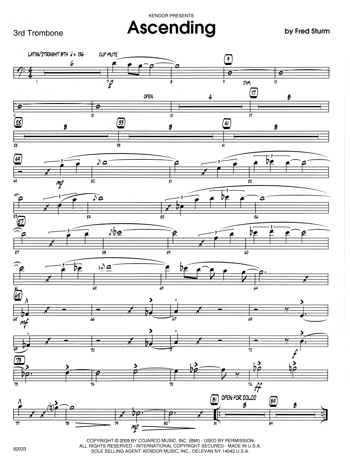 Download Fred Sturm Ascending - 3rd Trombone Sheet Music