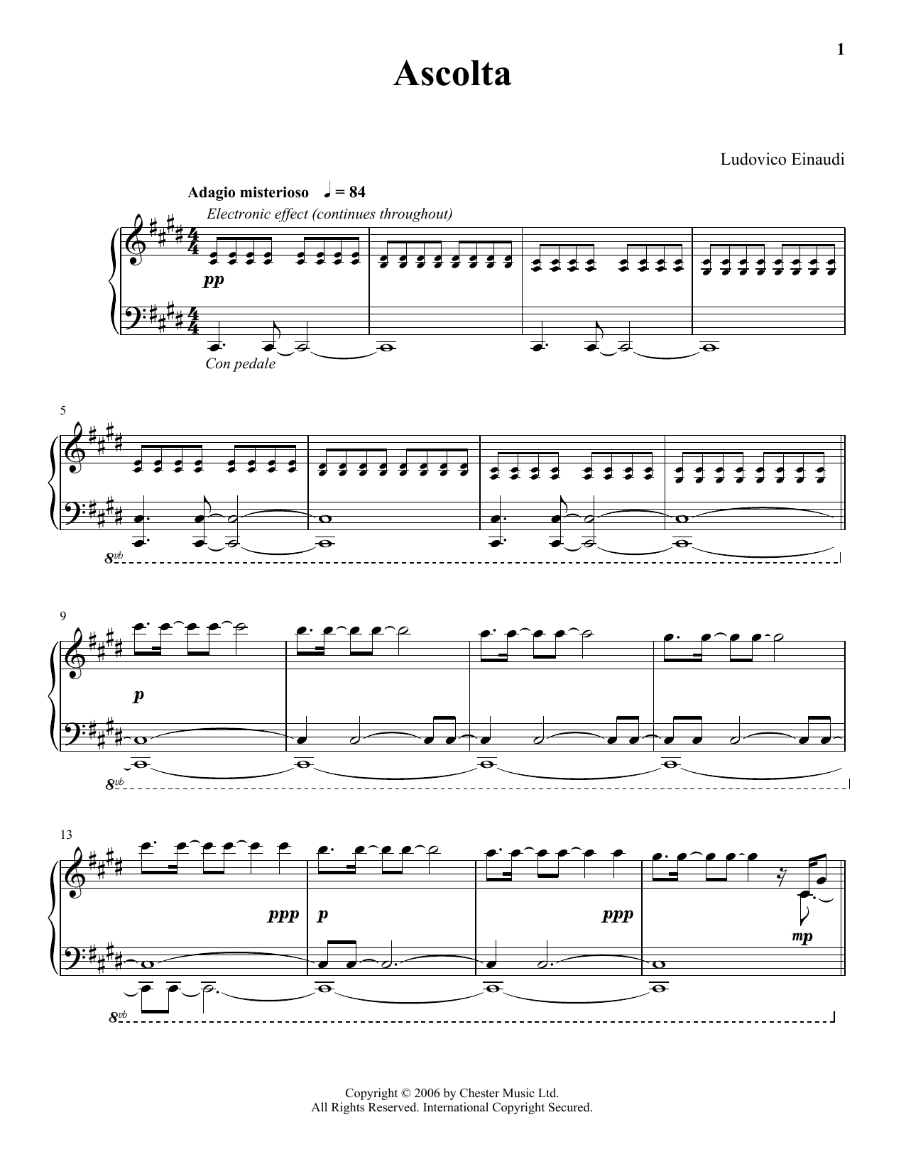 Download Ludovico Einaudi Ascolta Sheet Music