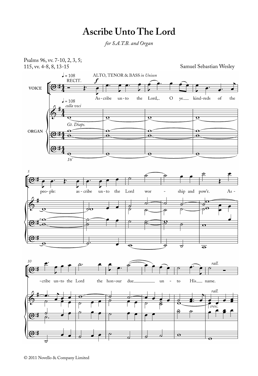 Download Samuel Wesley Ascribe Unto The Lord Sheet Music