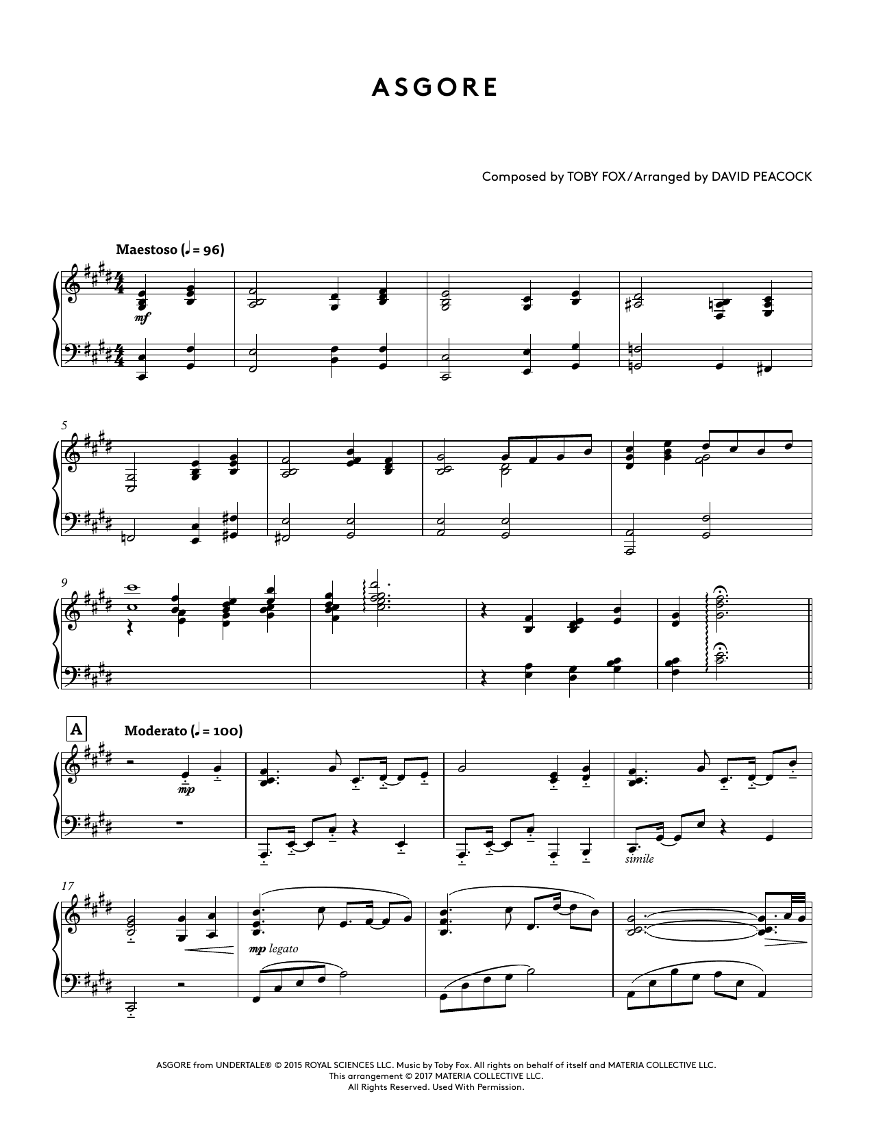 Download Toby Fox Asgore (from Undertale Piano Collection Sheet Music