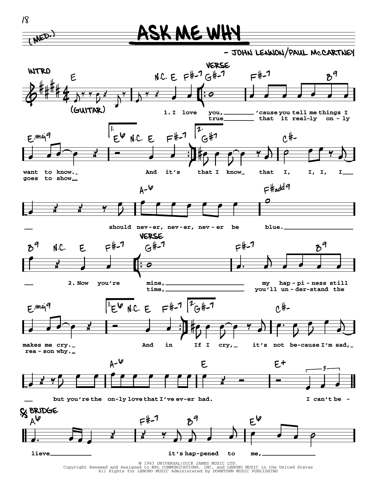 Download The Beatles Ask Me Why [Jazz version] Sheet Music