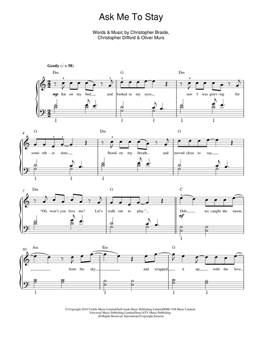 Download Olly Murs Ask Me To Stay Sheet Music